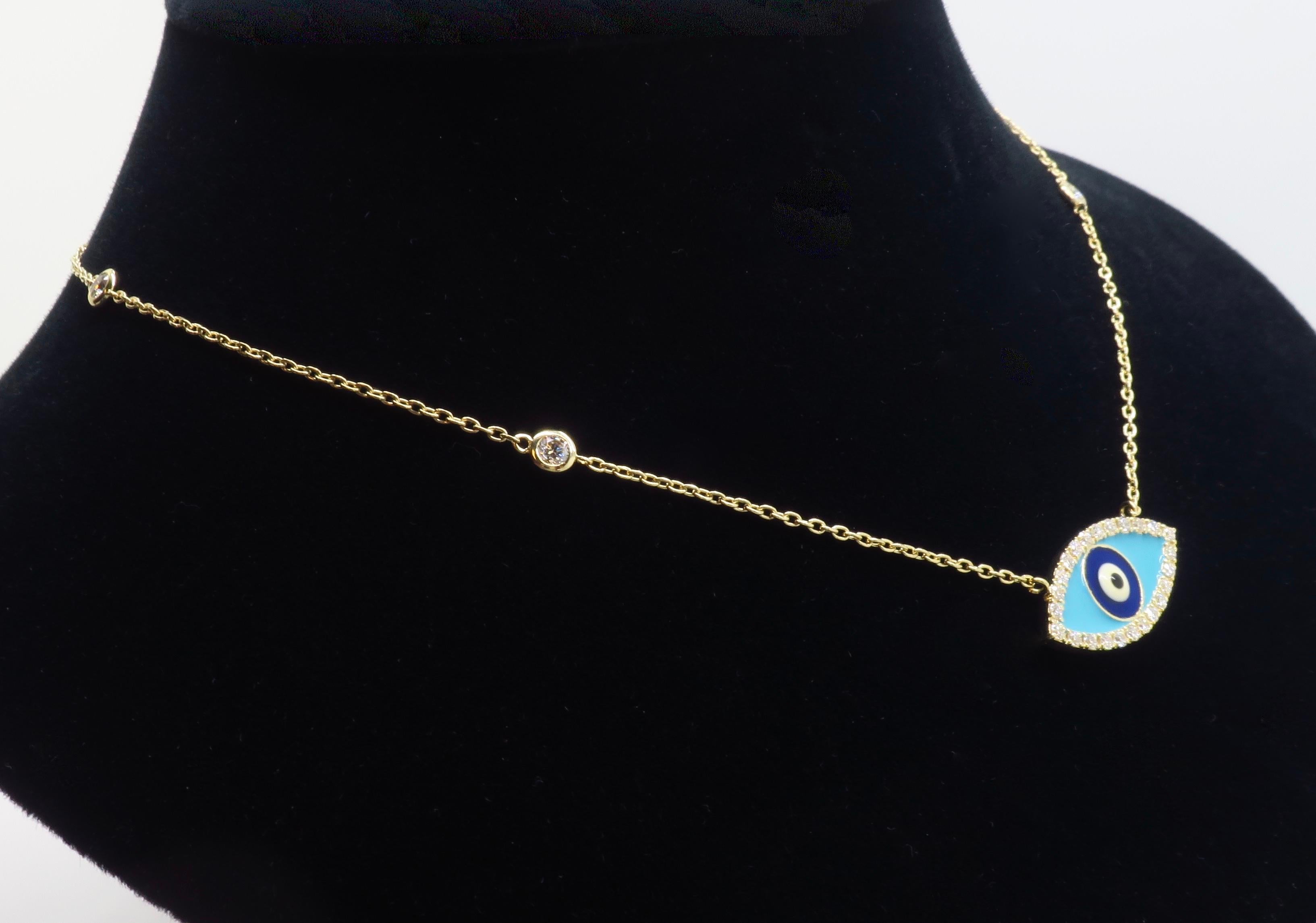 Collana con diamanti a forma di occhio maligno in vendita 9