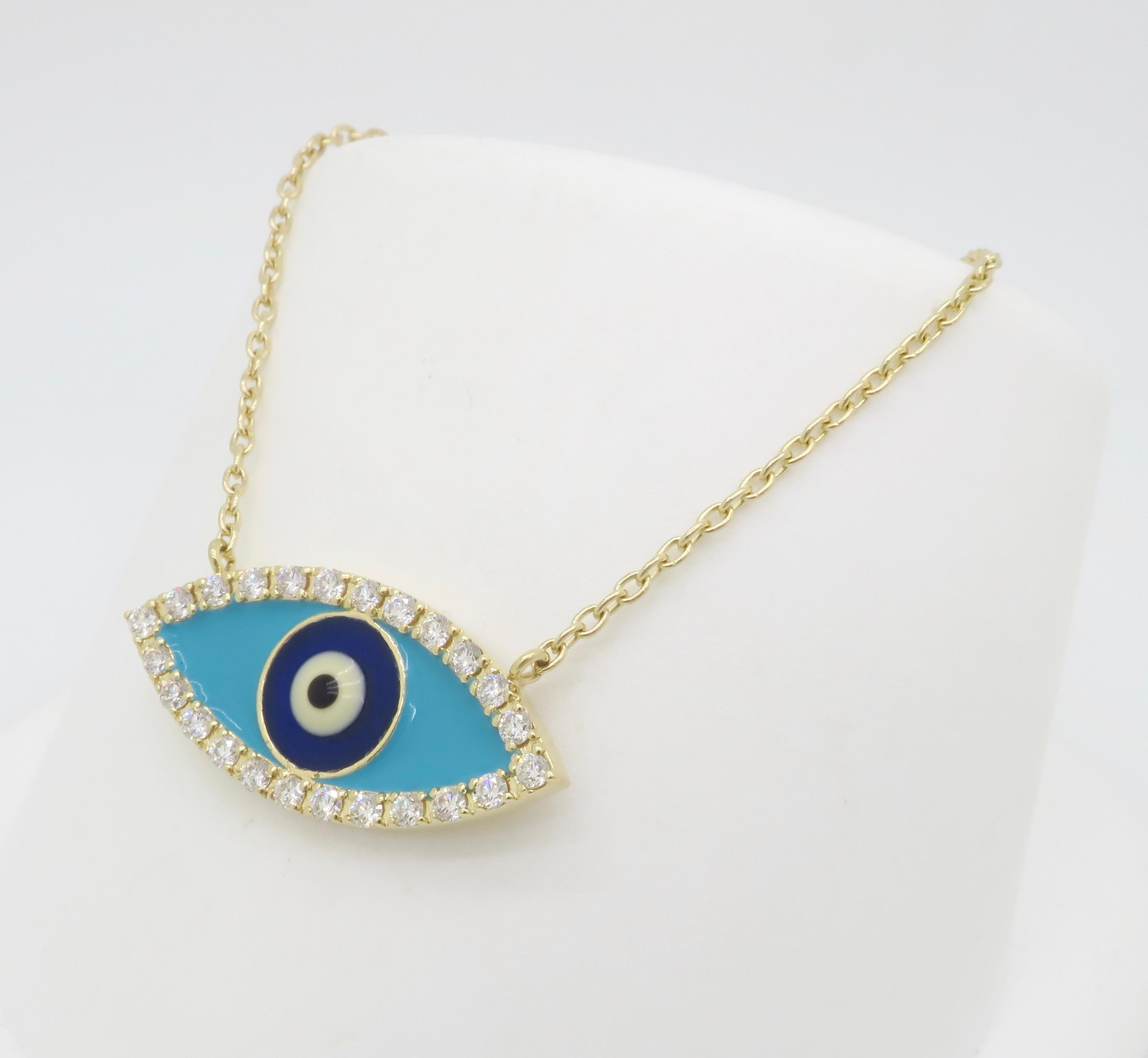 Collana con diamanti a forma di occhio maligno In condizioni Nuovo in vendita a Webster, NY