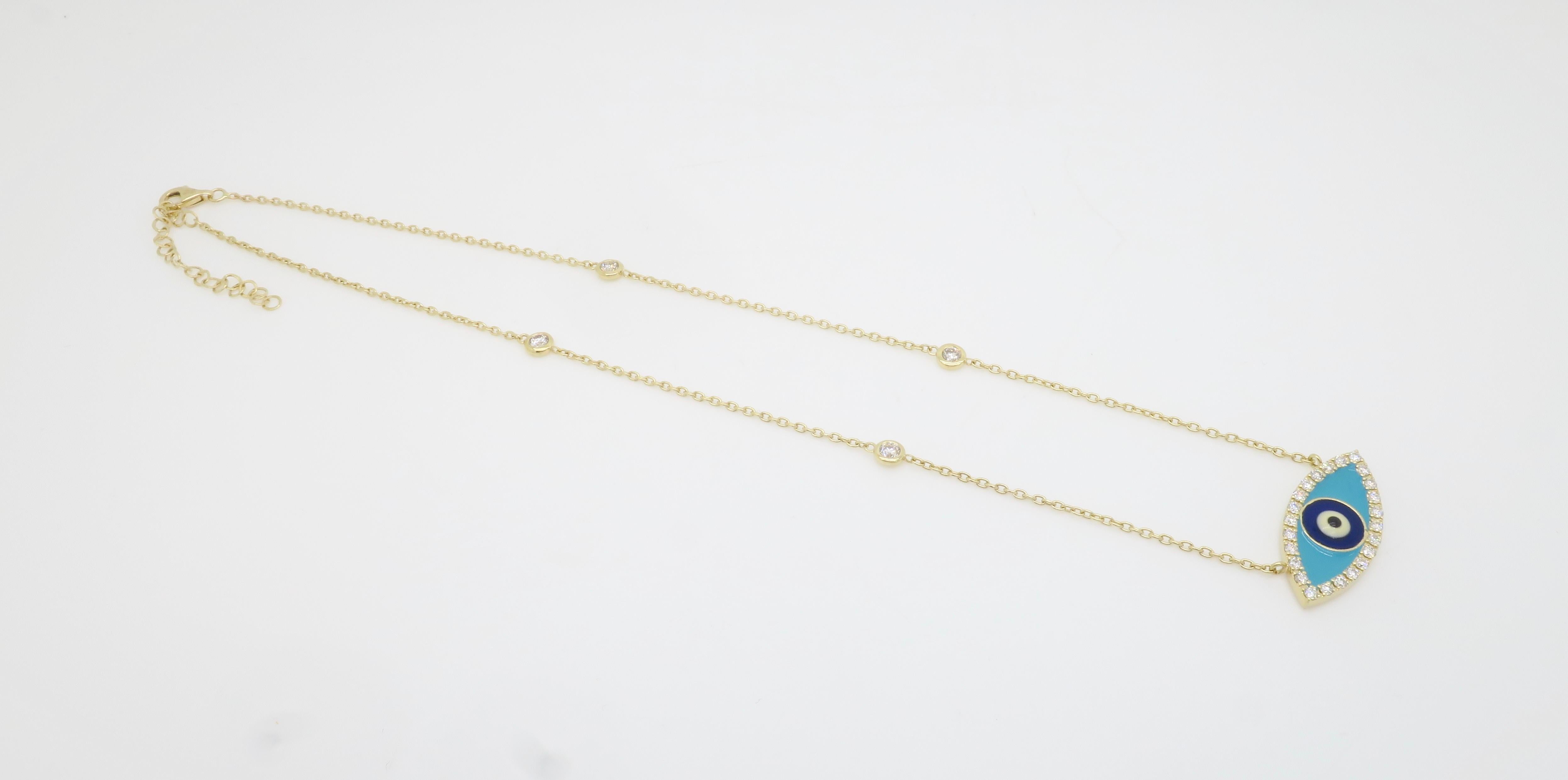 Collana con diamanti a forma di occhio maligno in vendita 1
