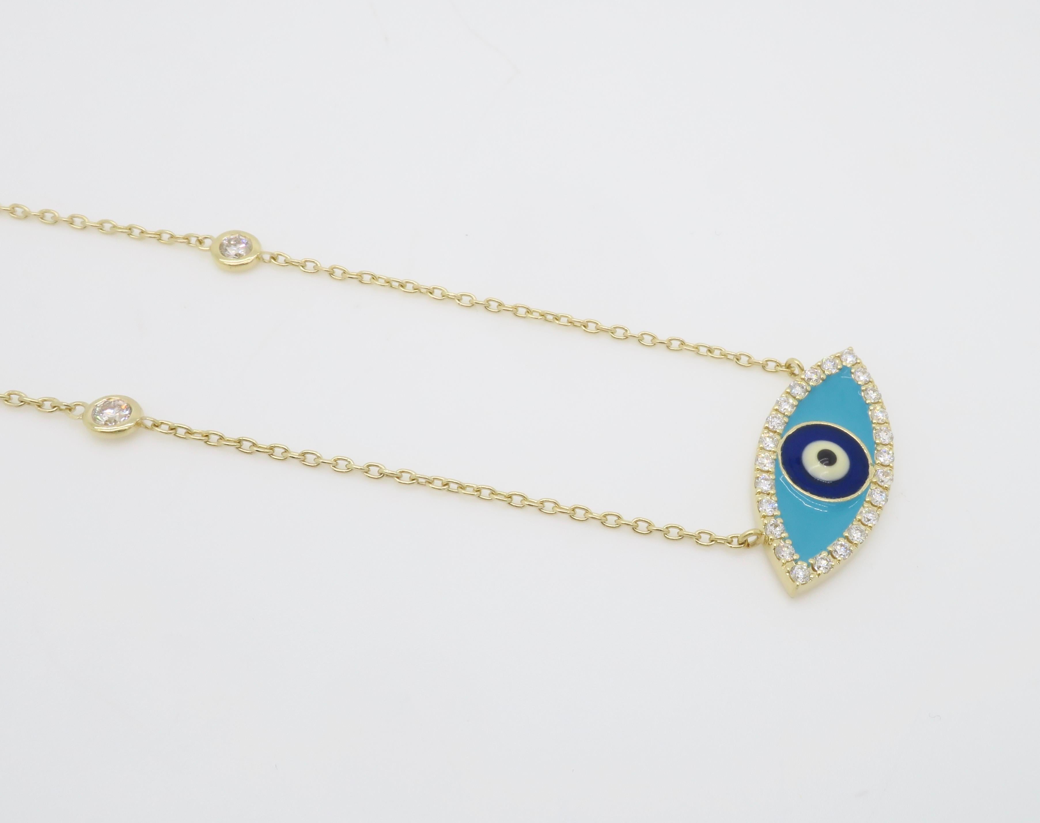 Collana con diamanti a forma di occhio maligno in vendita 2
