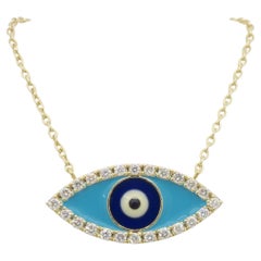 Diamond Evil Eye Station Necklace