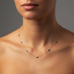 0.47ct Emerald Exquisite 14K Yellow Gold Station Necklace