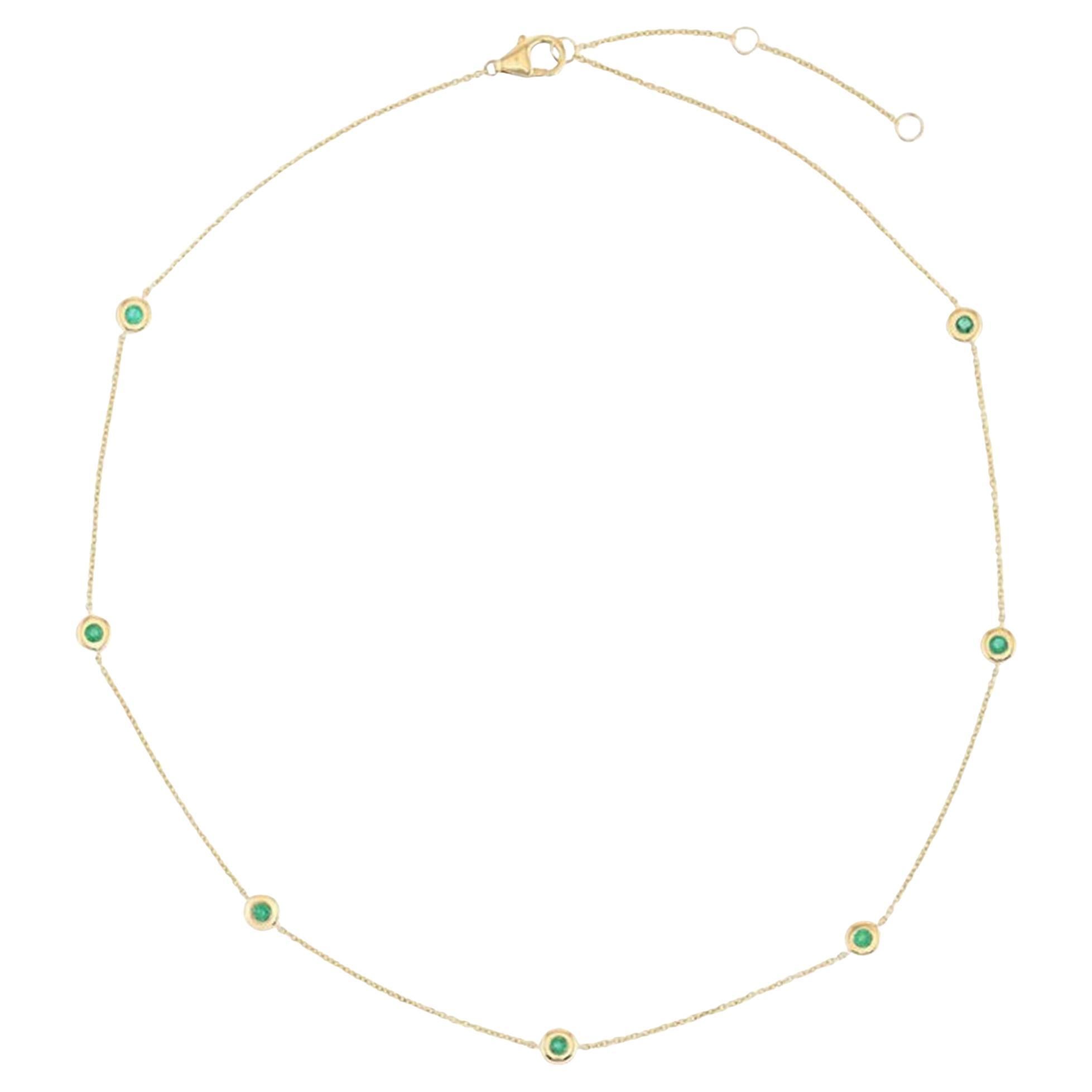 Collana a perline in oro giallo 14 carati con smeraldo da 0,47 carati, modello "Exquisite"