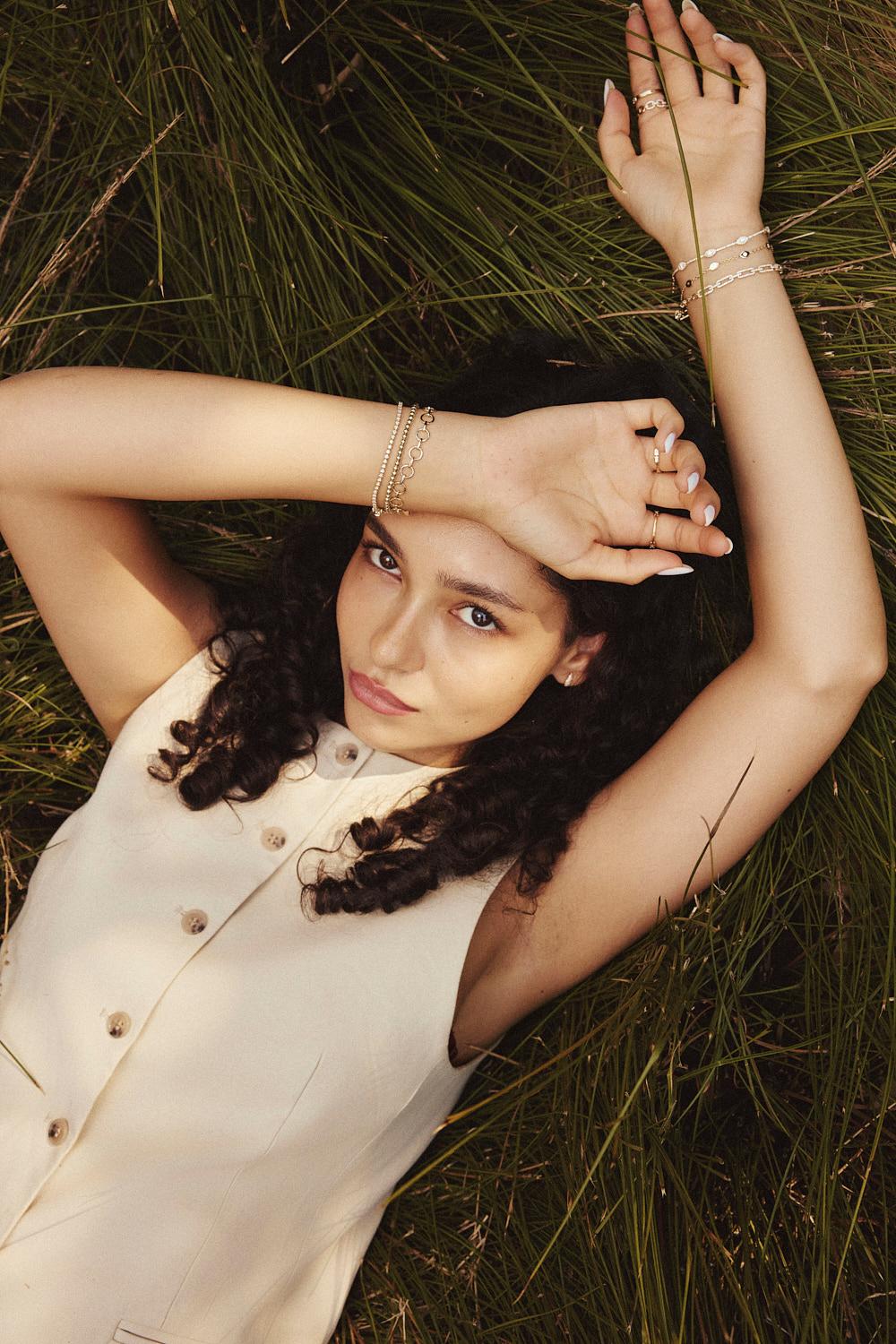 Pulsera de cadena con ojo de diamante Corte brillante en venta