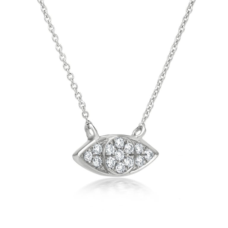 Luxle Diamond Eye Pendant Necklace in 18k White Gold For Sale at 1stDibs