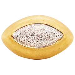 Diamond Eye Ring 18 Karat Gold Round Pave Diamond Eye Custom Satin Ring Design