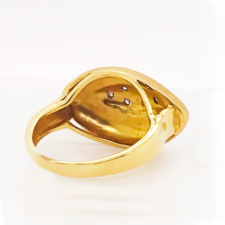 Diamond Eye Ring 18 Karat Gold Round Pave Diamond Eye Custom Satin Ring Design For Sale at 1stDibs