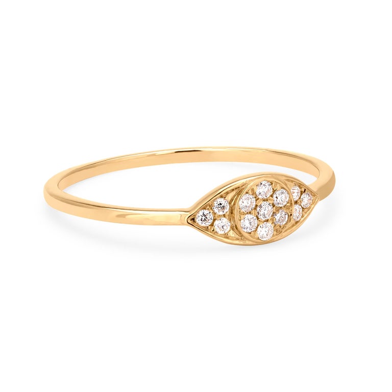 Eye Rings Diamond Luxle Diamond Eye Ring in 18k Yellow Gold For Sale at 1stDibs