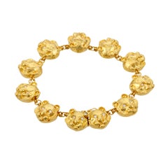 Diamond Eyes 18 Karat Gold Tiger Head Bracelet by John Landrum Bryant