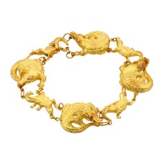 Diamond Eyes 18kt Gold Large and Small ALLIGATOR Bracelet by John Landrum Bryant