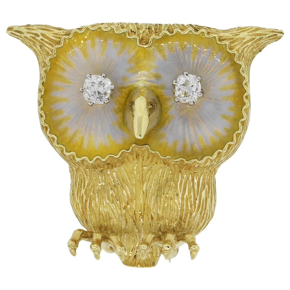 Diamond Eyes Owl Pin