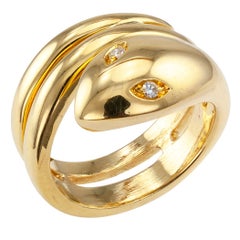Diamond Eyes Snake Gold Ring