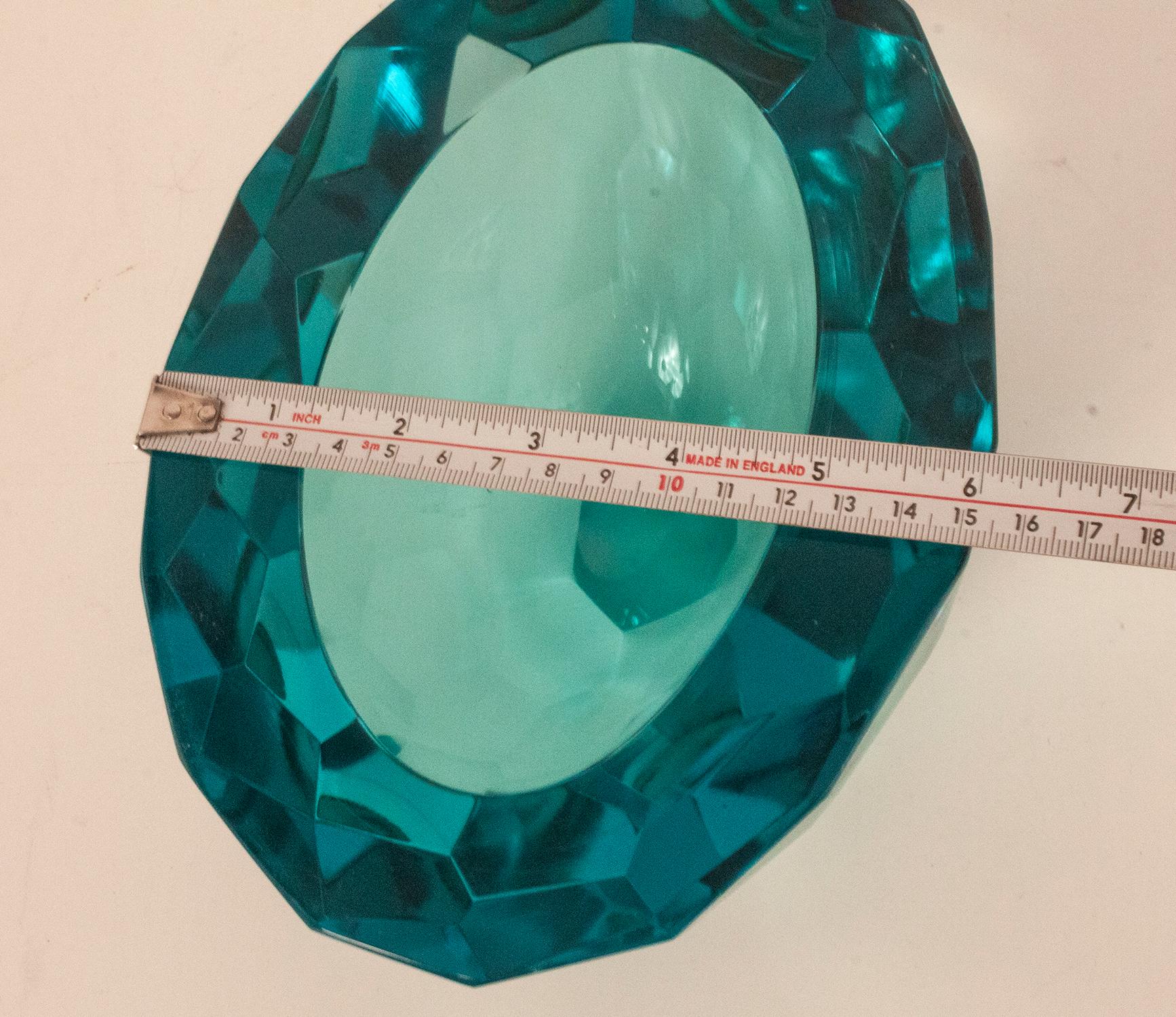 Diamond Faceted Murano Blue Glass Bowl, 1070s 2