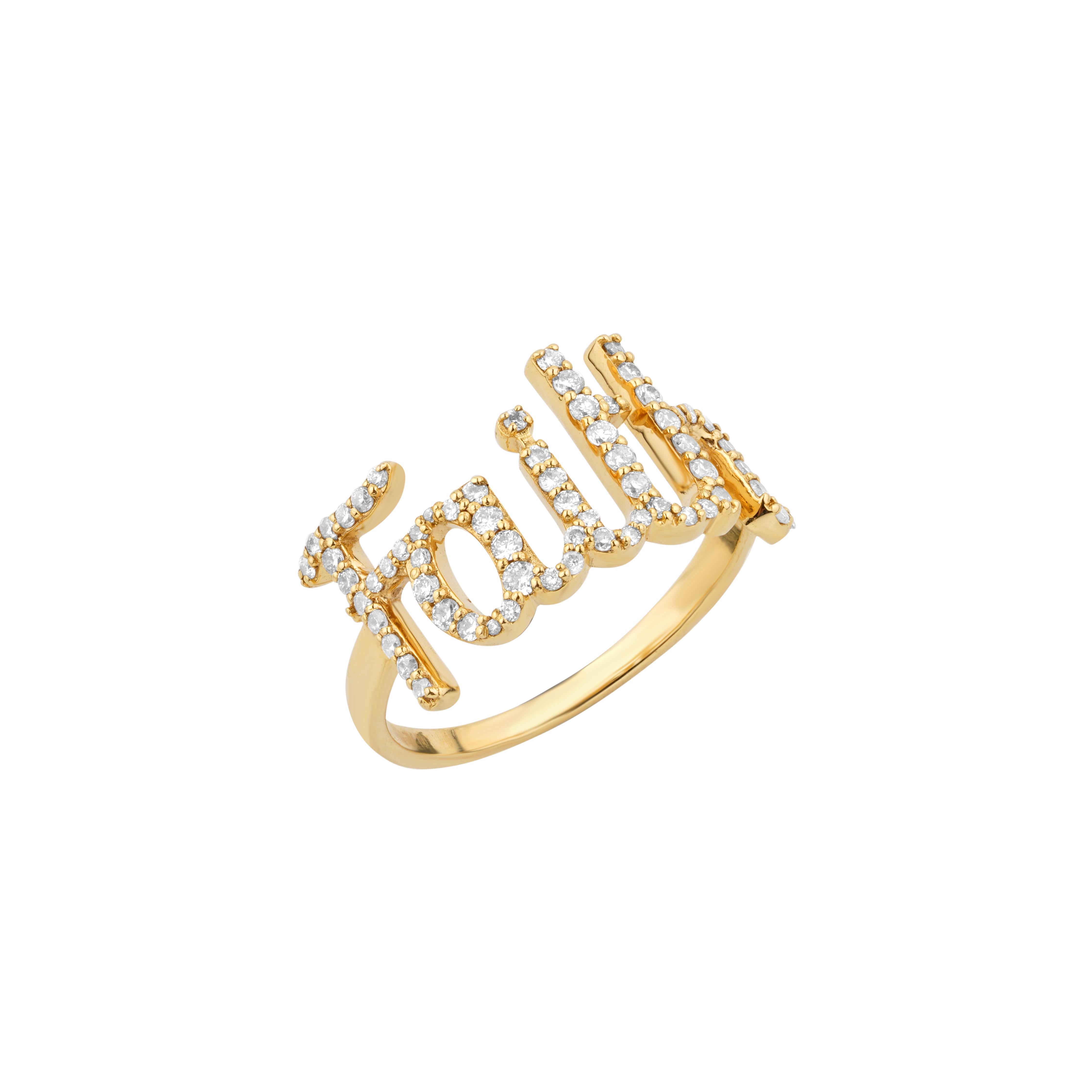 Im Angebot: Diamant-Faith-Ring aus 18 Karat massivem Gold mit Diamant () 2