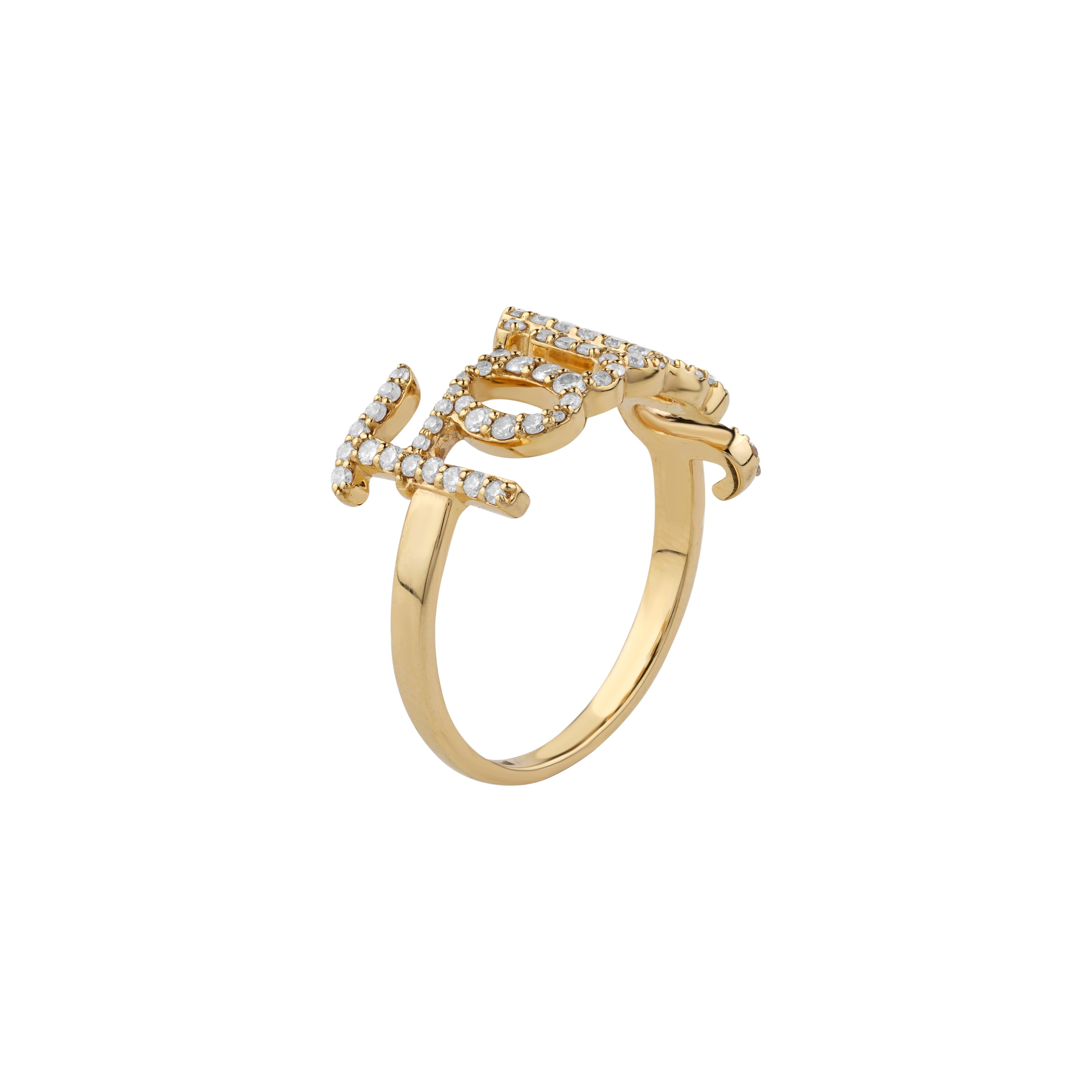 Im Angebot: Diamant-Faith-Ring aus 18 Karat massivem Gold mit Diamant () 3