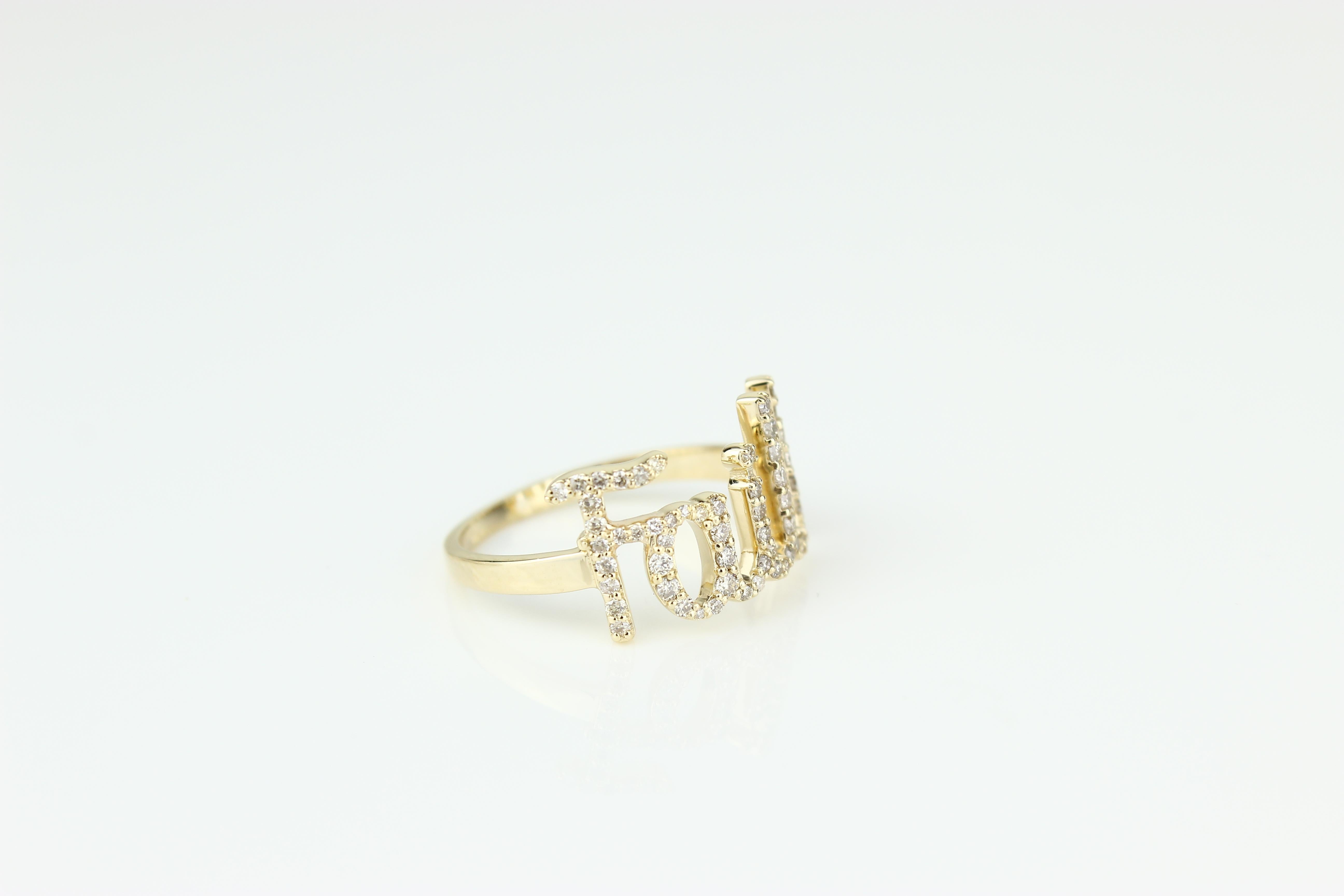 Im Angebot: Diamant-Faith-Ring aus 18 Karat massivem Gold mit Diamant () 6