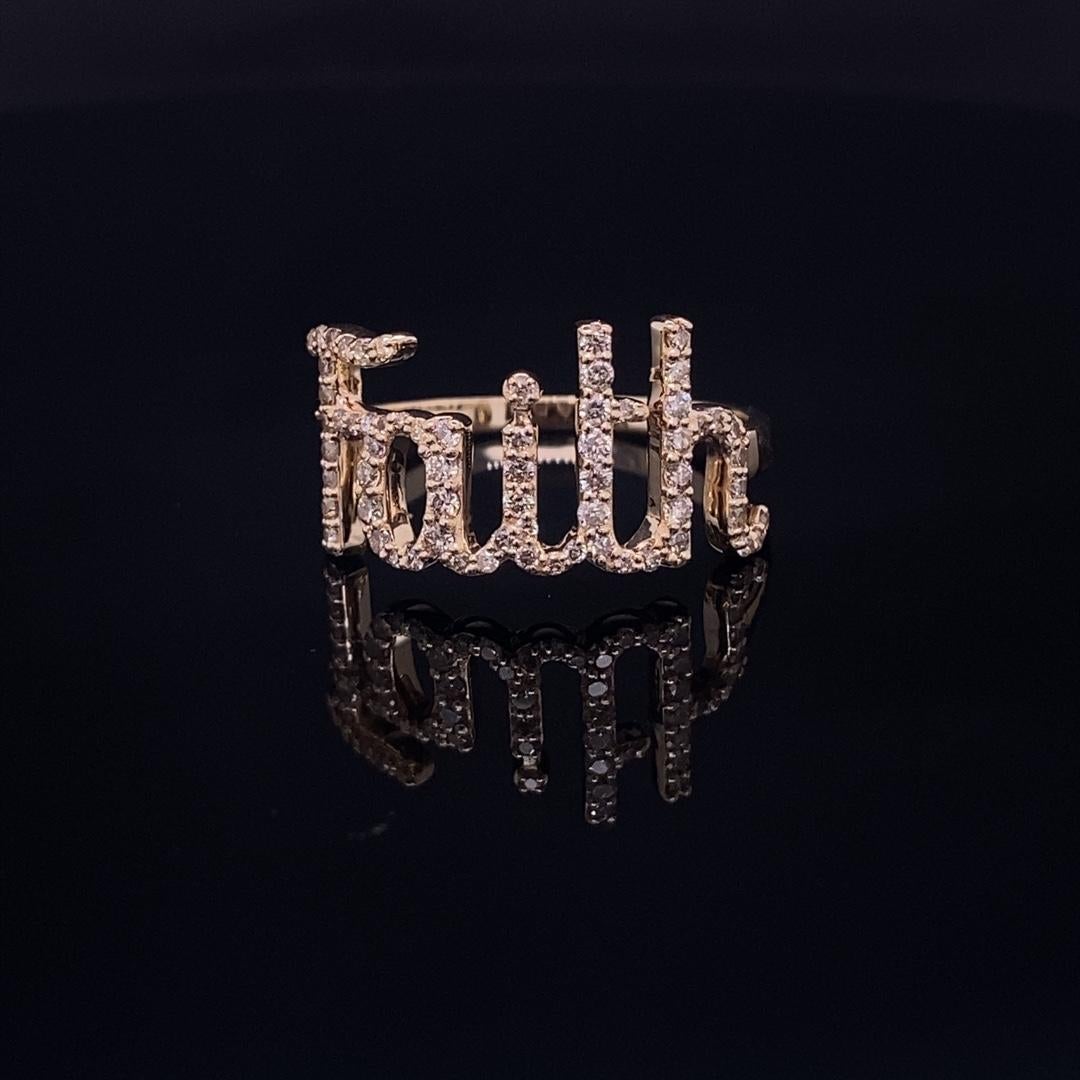 Im Angebot: Diamant-Faith-Ring aus 18 Karat massivem Gold mit Diamant () 8