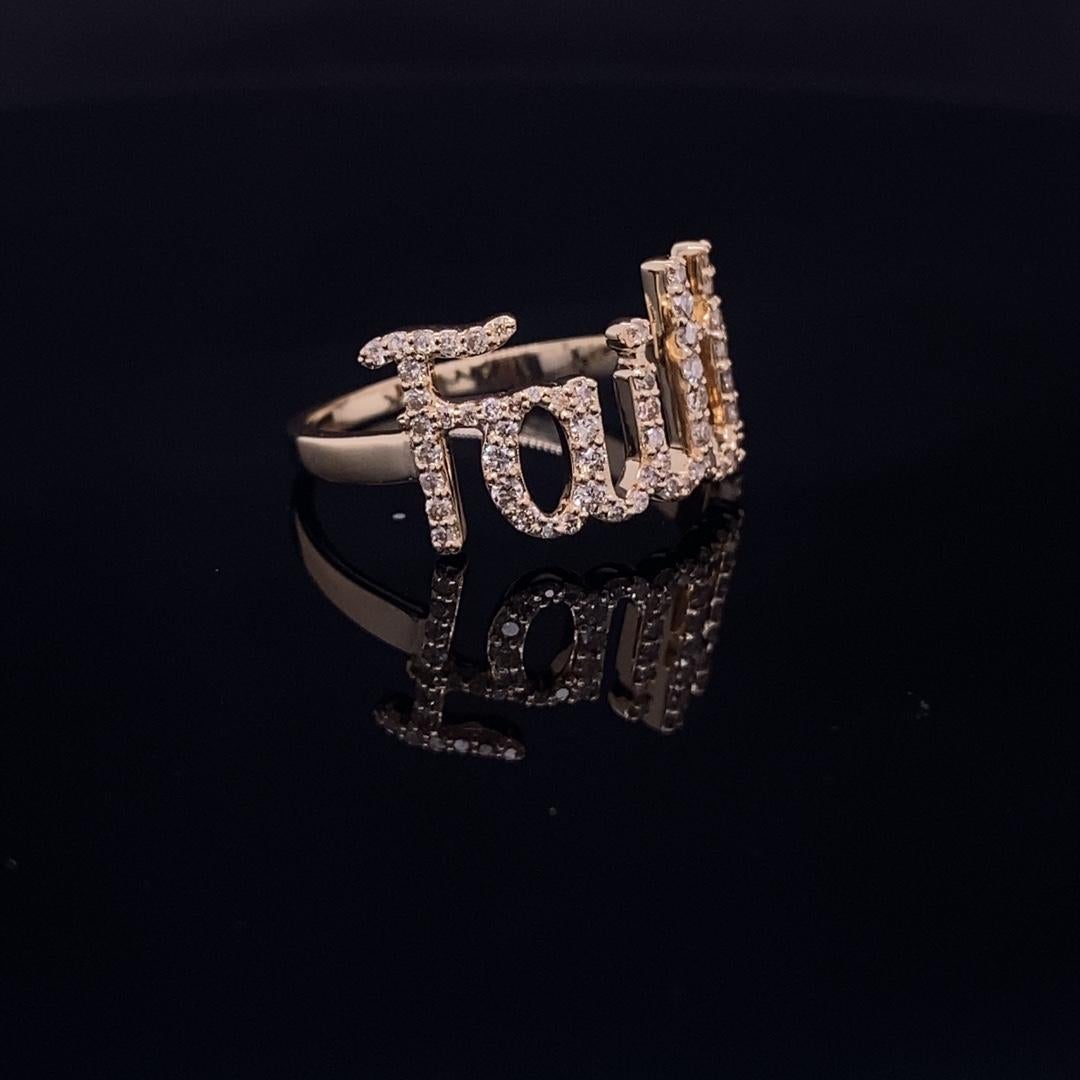 Im Angebot: Diamant-Faith-Ring aus 18 Karat massivem Gold mit Diamant () 9