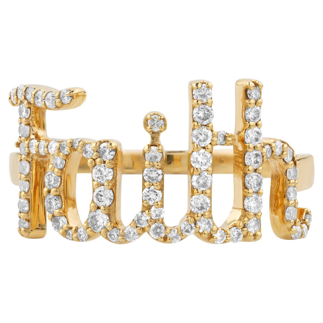 Im Angebot: Diamant-Faith-Ring aus 18 Karat massivem Gold mit Diamant ()