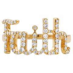 Used Diamond Faith Ring Set In 18K Solid Gold