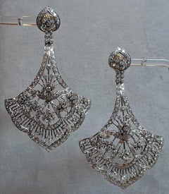 Diamond Fan Chandelier Earrings 10.00 cttw in 14k Gold