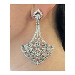 Diamond Fan Chandelier Earrings 10.00 cttw in 14k Gold