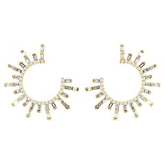 Diamond Fan Earrings 14K Yellow Gold