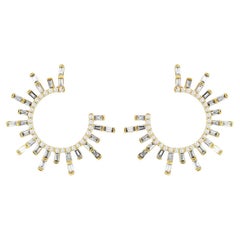 Diamond Fan Earrings 14K Yellow Gold