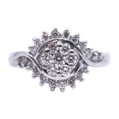 Diamond Fancy Cluster 18-Carat White Gold Ring