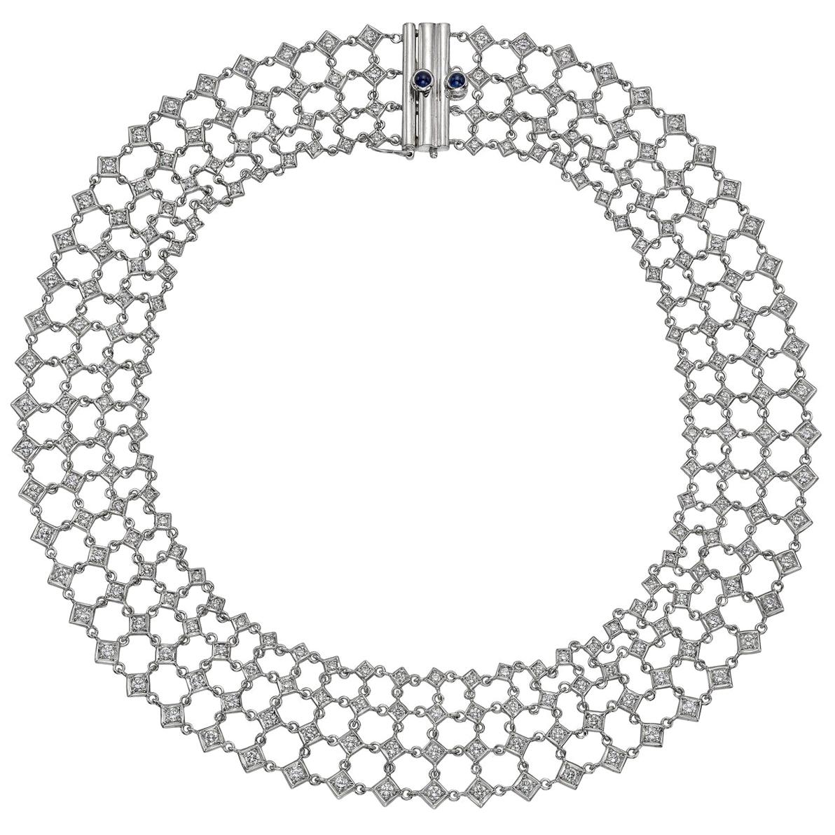 Diamond 'Fantasia' Lattice Collar Necklace For Sale
