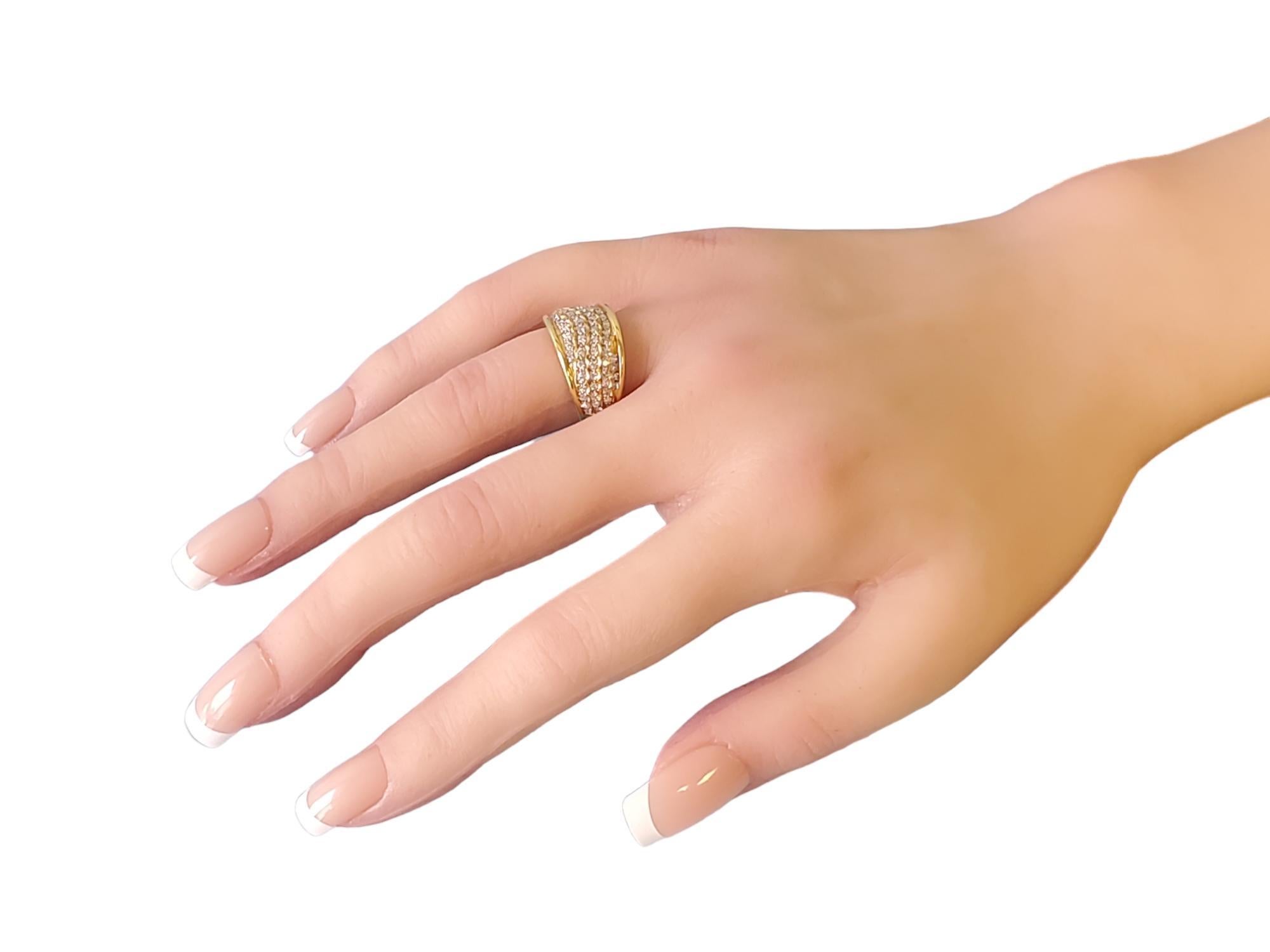 Women's Diamond Fashion Band 18k Yellow Gold Tapered Ring .78tcw White VS Diamonds For Sale