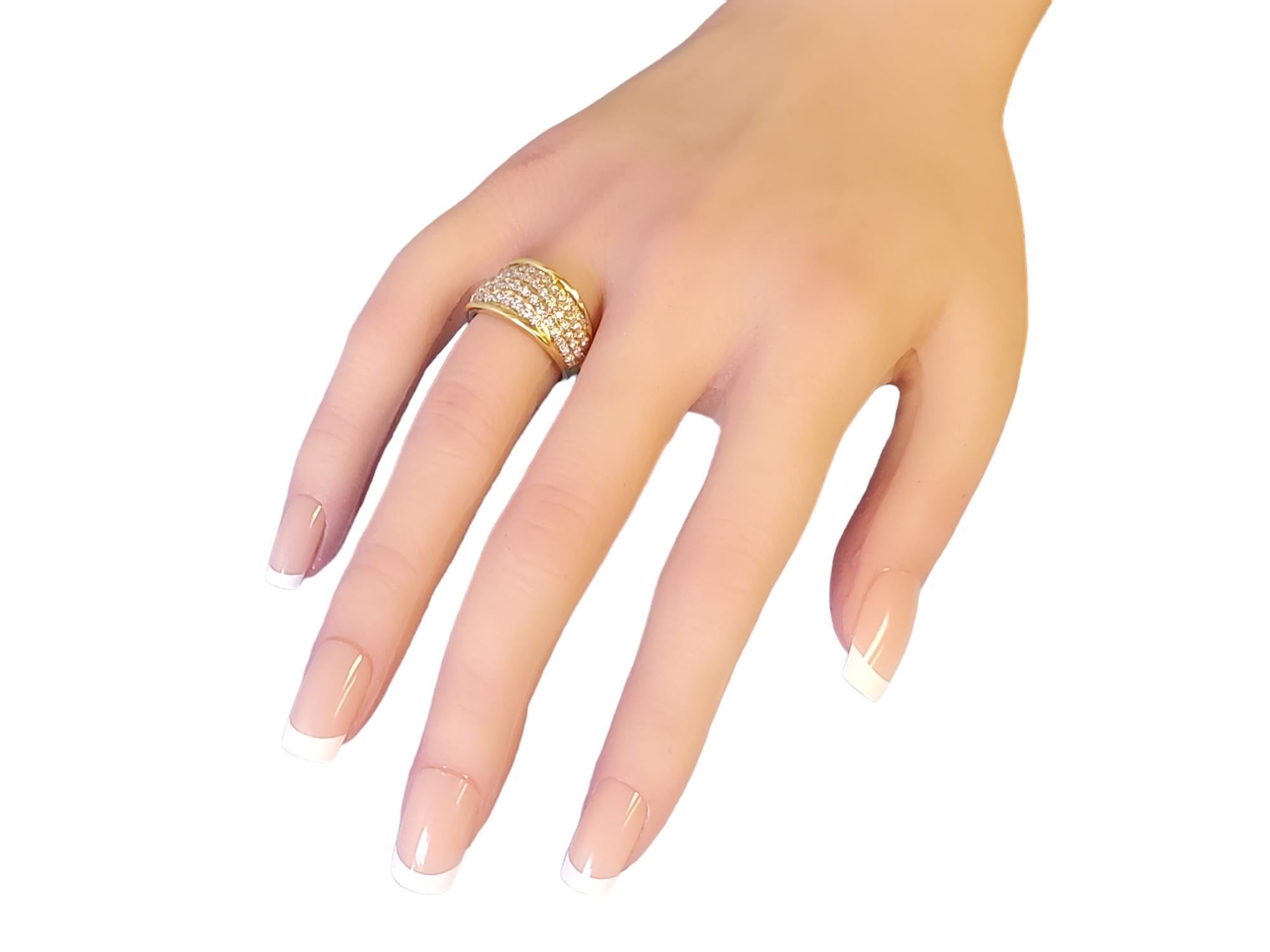 Diamond Fashion Band 18k Yellow Gold Tapered Ring .78tcw White VS Diamonds For Sale 1