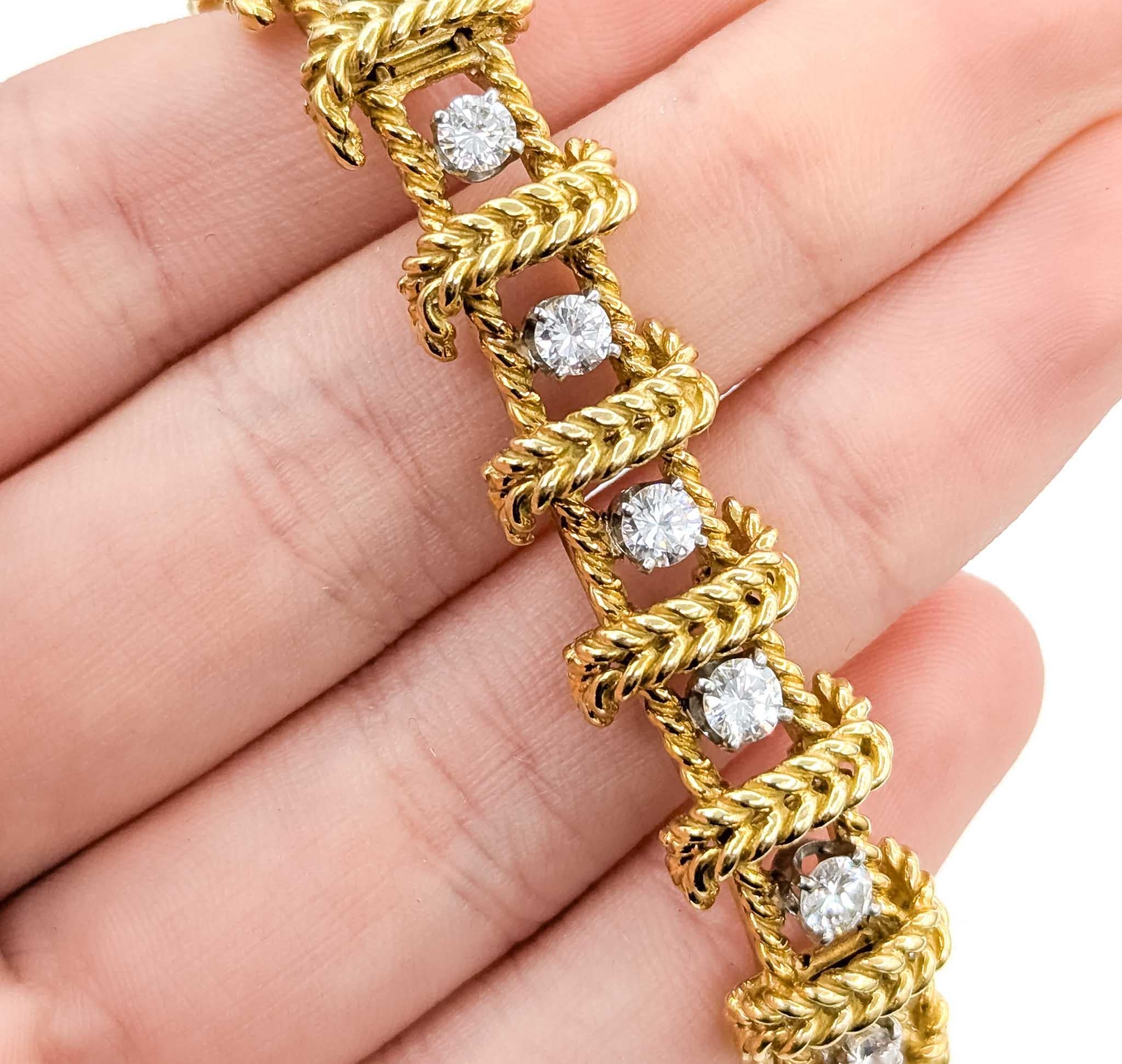 Round Cut Diamond Fashion Bracelet in 18k Braided Design