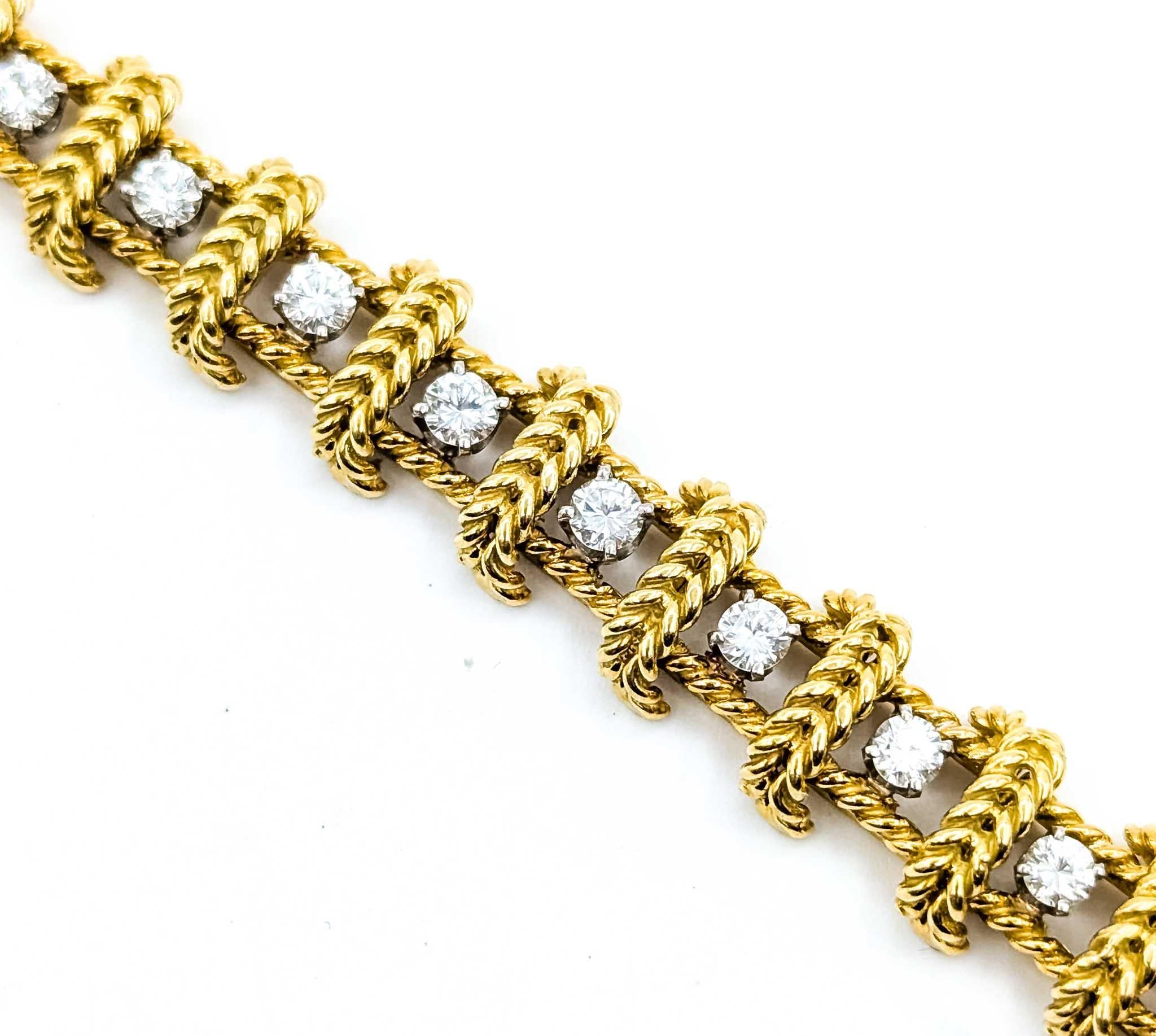 Diamond Fashion Bracelet in 18k Braided Design In Excellent Condition In Bloomington, MN