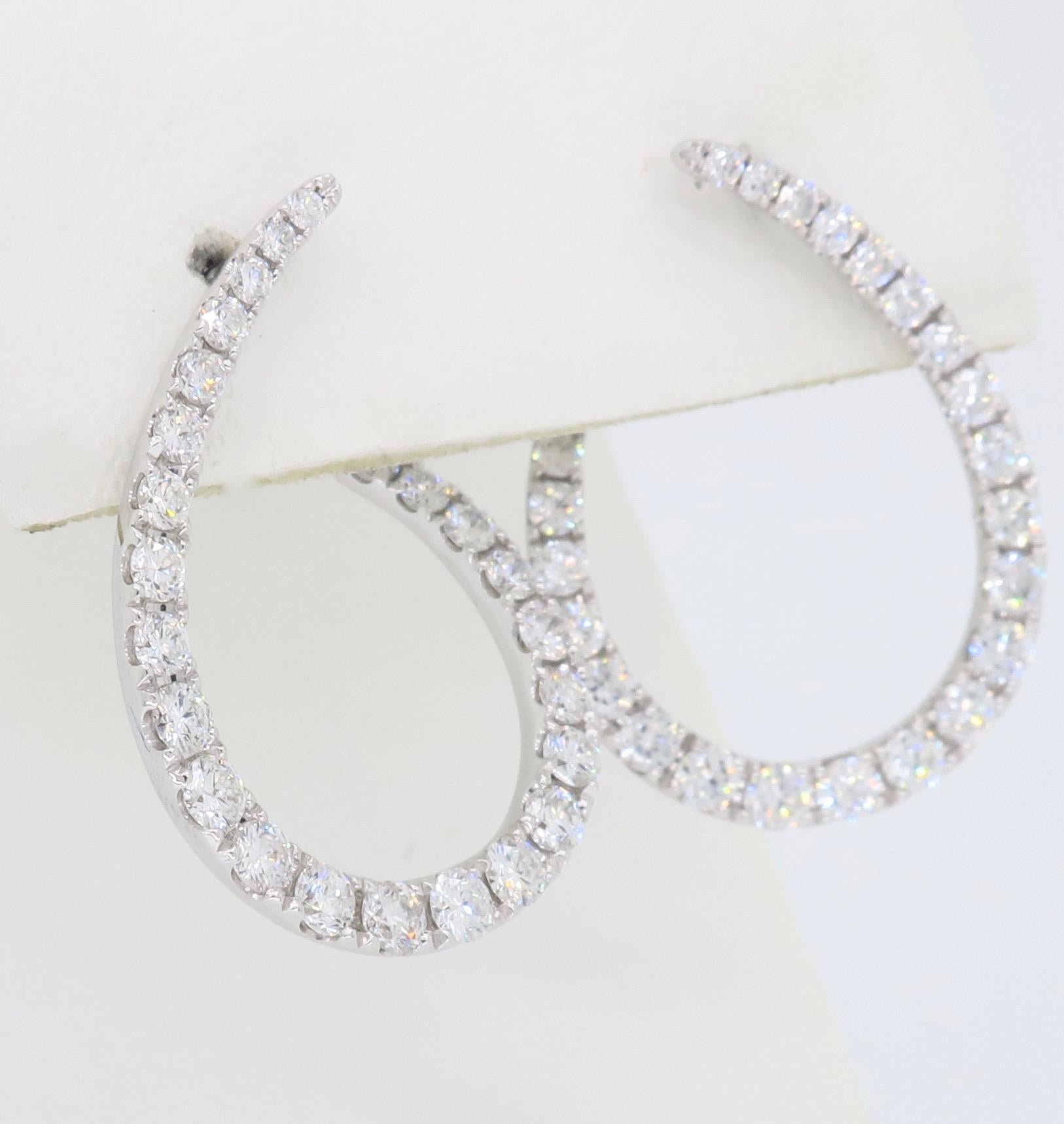 Women's or Men's Diamond Fashion Earrings in 18 Karat White Gold