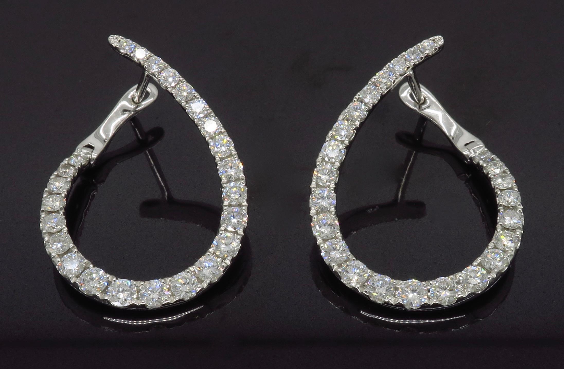 Diamond Fashion Earrings in 18 Karat White Gold at 1stDibs