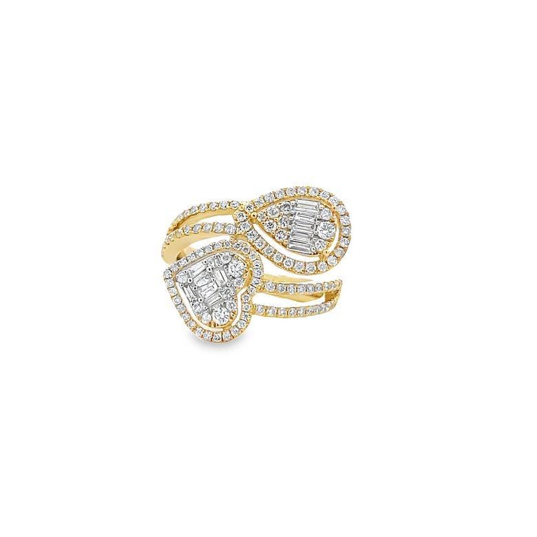 Modern Diamond Fashion Ring 1.03CT 14k Yellow Gold For Sale