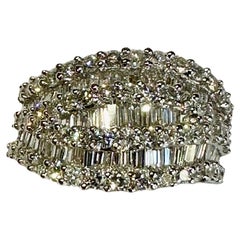 Diamond Fashion Ring 18K White Gold 2.40 CT T.W. Baguette and Round Diamonds