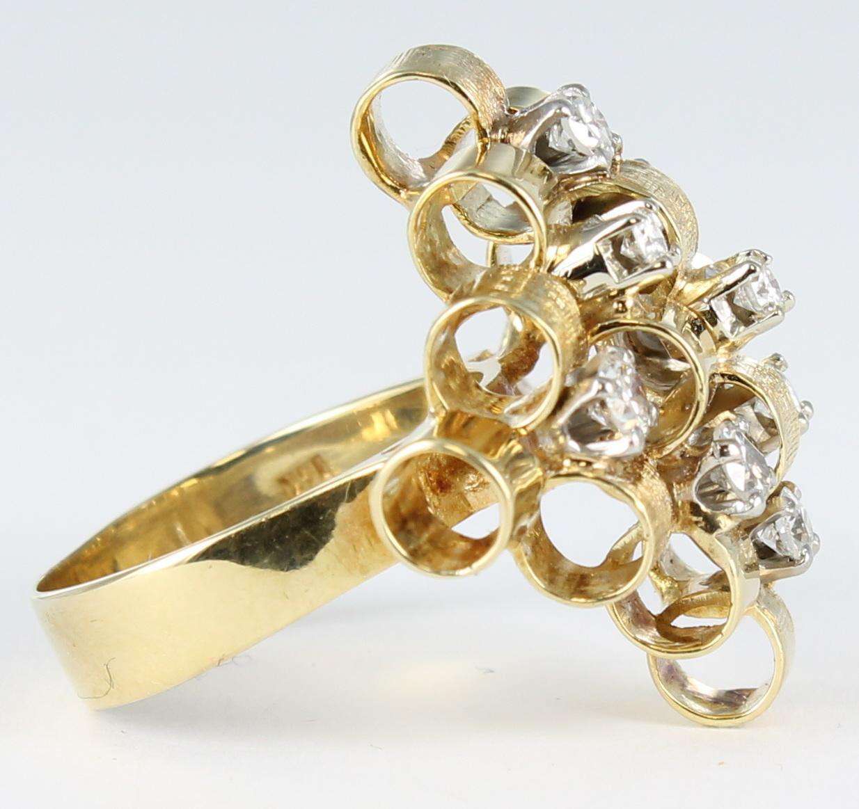 Modern Diamond Fashion Ring in 14 Karat Yellow Gold