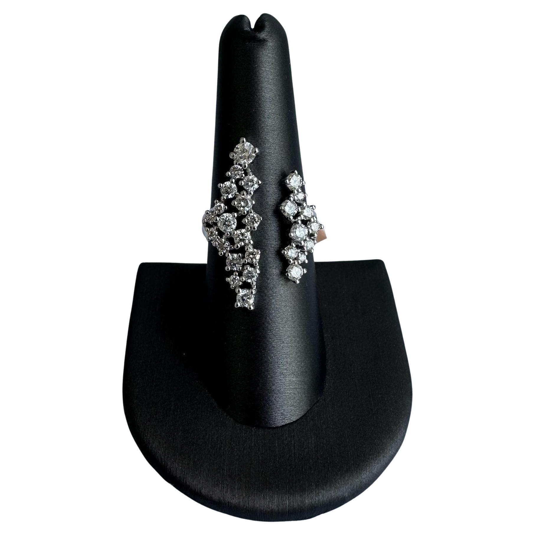 Anello con diamanti in oro bianco 14kt - 1,50ctw HI SI2-I1, misura 7