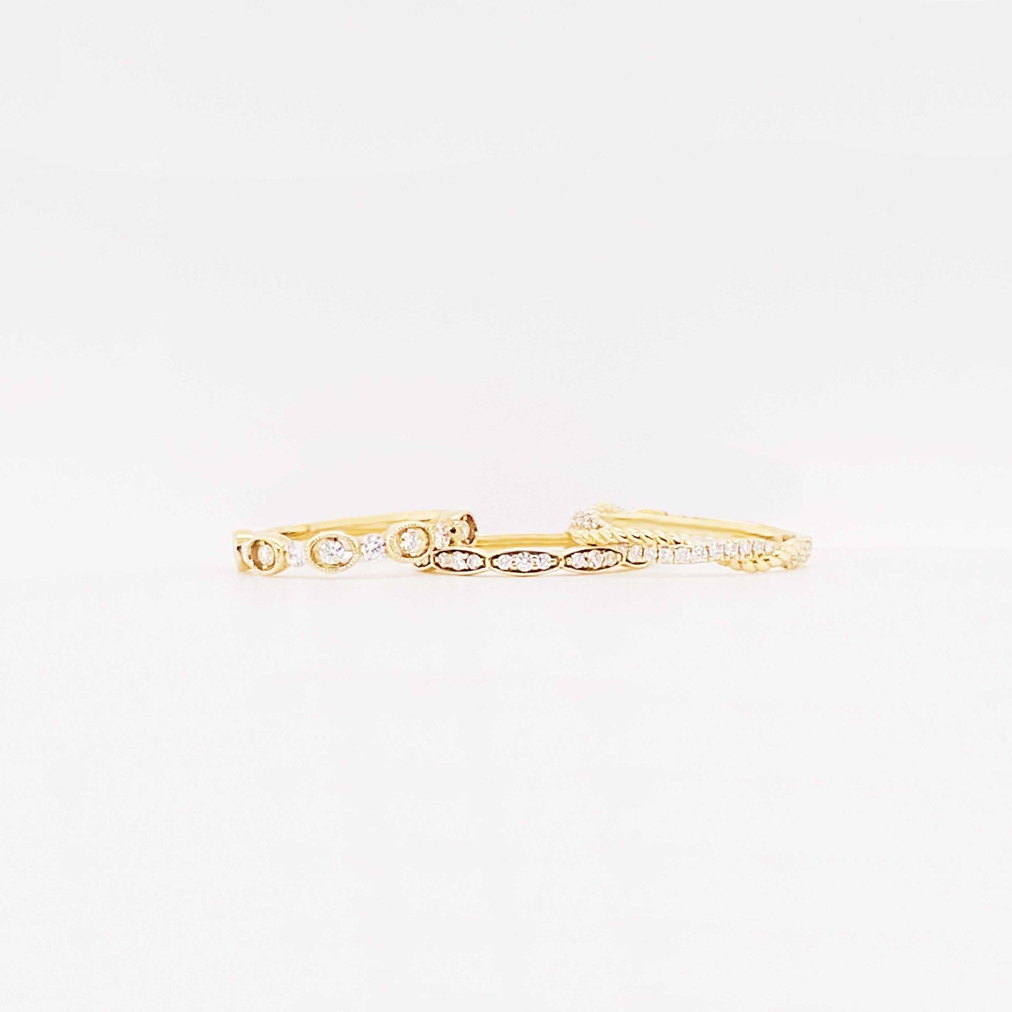 Modern Diamond Fashion Stackable Band 14K Yellow Gold 0.29 Carat Diamond Wedding Band For Sale