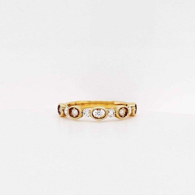 Round Cut Diamond Fashion Stackable Band 14K Yellow Gold 0.29 Carat Diamond Wedding Band For Sale