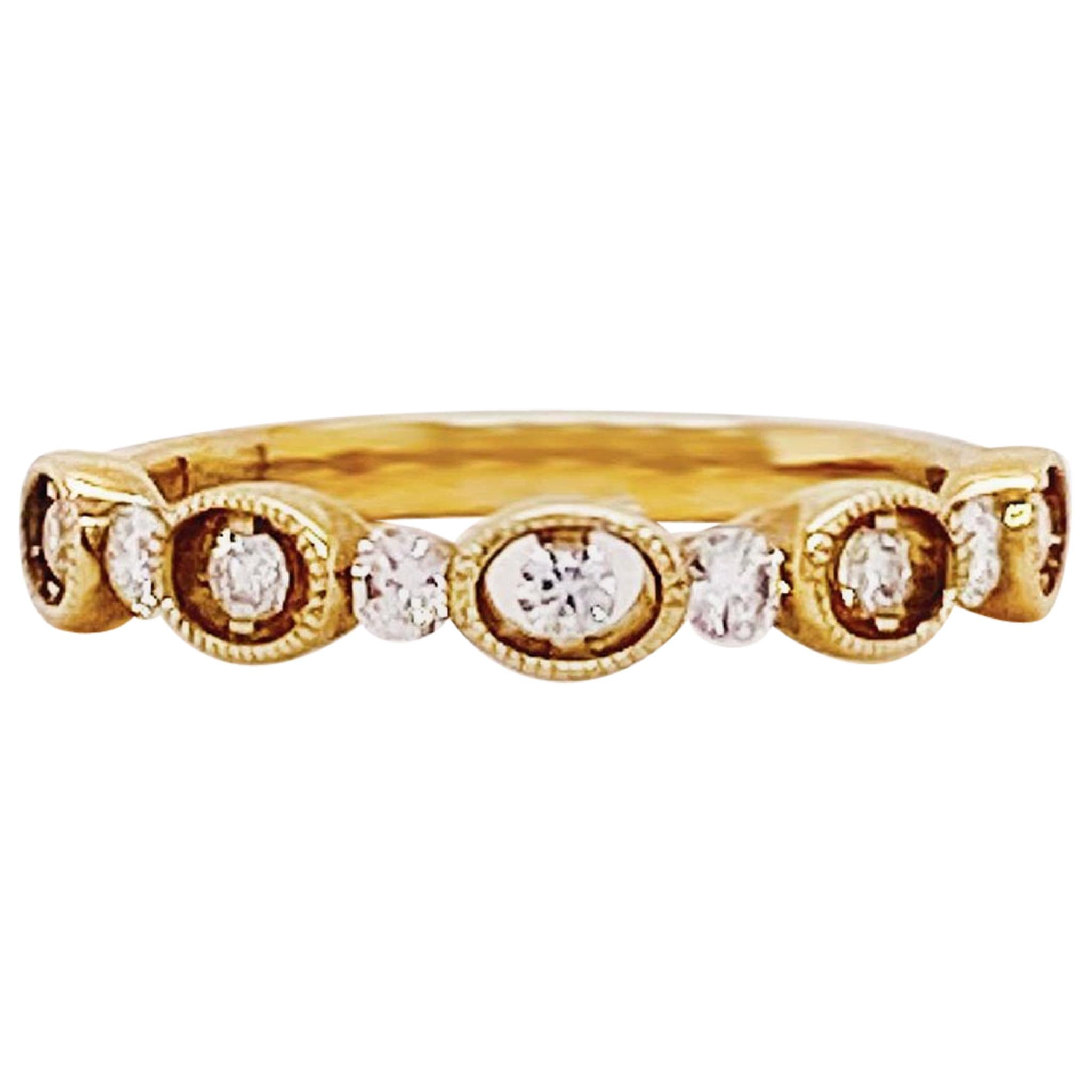 Alliance empilable à la mode en or jaune 14 carats avec diamants 0,29 carat