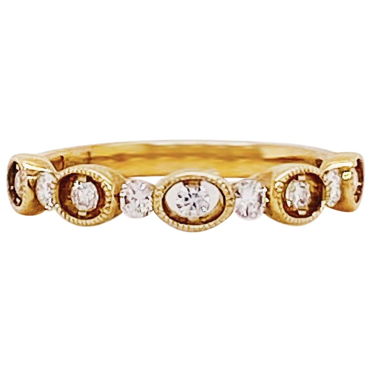 Diamond Fashion Stackable Band 14K Yellow Gold 0.29 Carat Diamond Wedding Band For Sale at 1stDibs