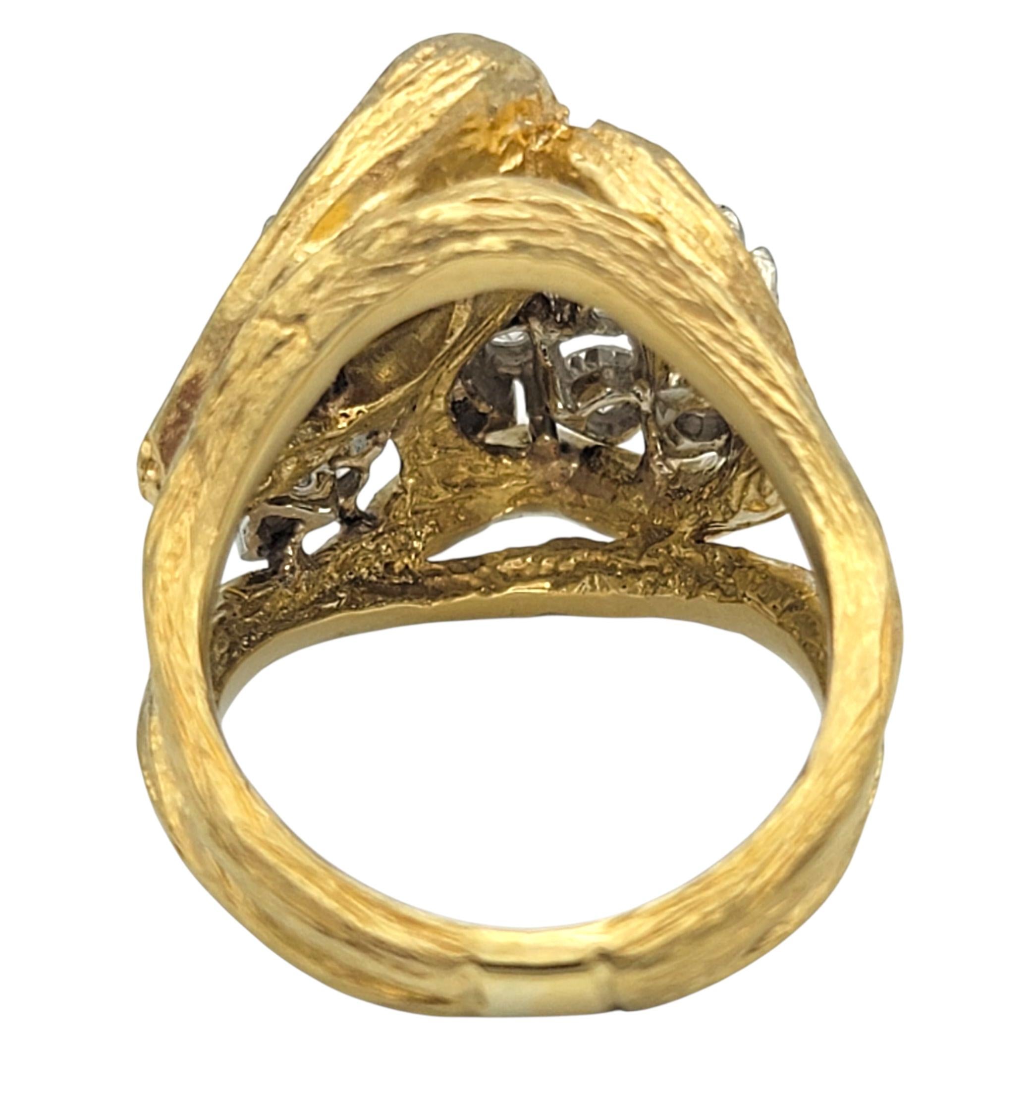 Anello Cocktail con Diamante Faux Boi a Grappolo in Oro Giallo 18 Karati in vendita 1