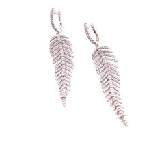 Diamond Feather Earrings