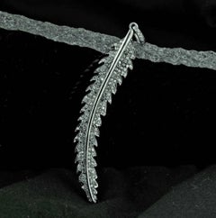 Diamond Feather Pendant 925 Silver Pendant Jewelry Diamond Birthday Gift Charm.