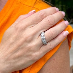 Diamond Filigree 18 Karat White Gold Eternity Wedding Band Ring Size 6
