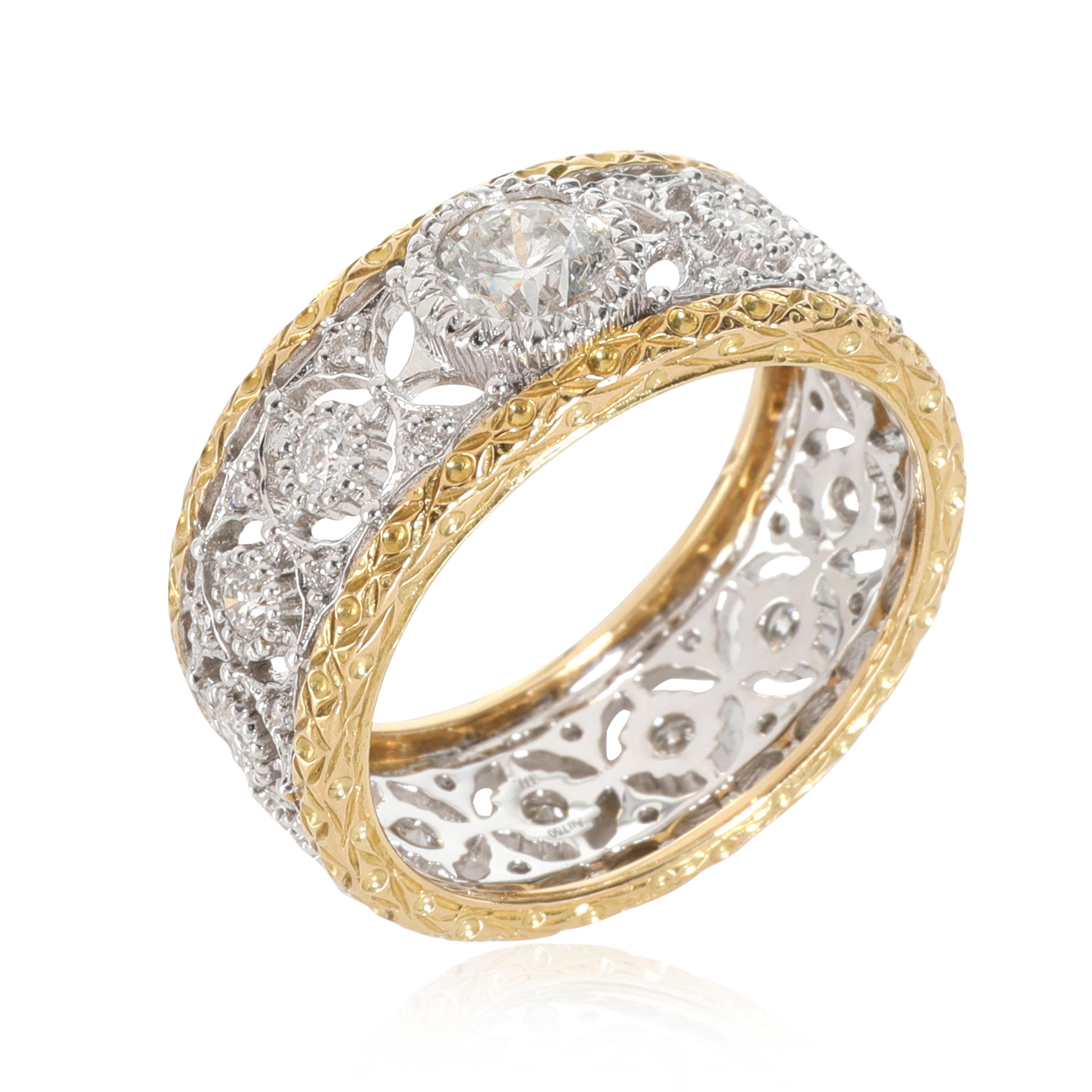 Diamond Filigree Band 18K White & Yellow Gold 0.90 Ctw In New Condition In New York, NY