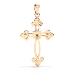Diamond Filigree Cross Pendant, 14KT Yellow Gold